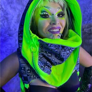 UV reflective Cyberware DefenzMechanizm Designs Protective Festival Hood